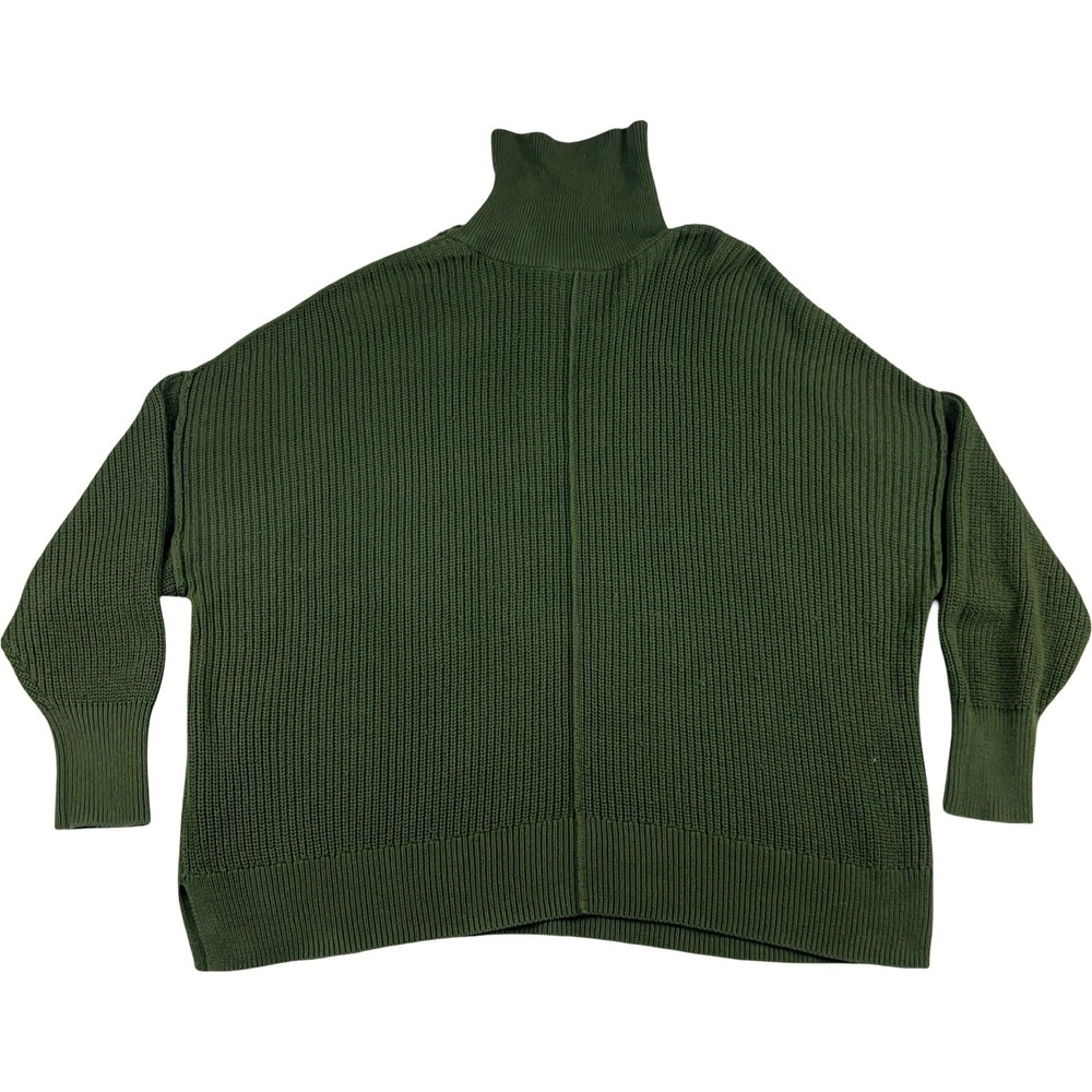 Torrid Quarter Zip Sweater Womens 3 Green Ribbed Knit Oversized Mock Neck - Picture 7 of 11